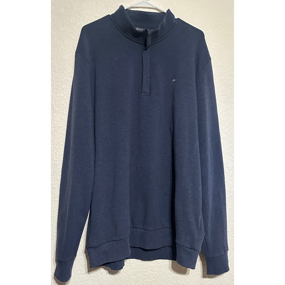 TravisMathew Mens XXL Navy Blue Heather Quarter Zip Pullover Golf Athleisure